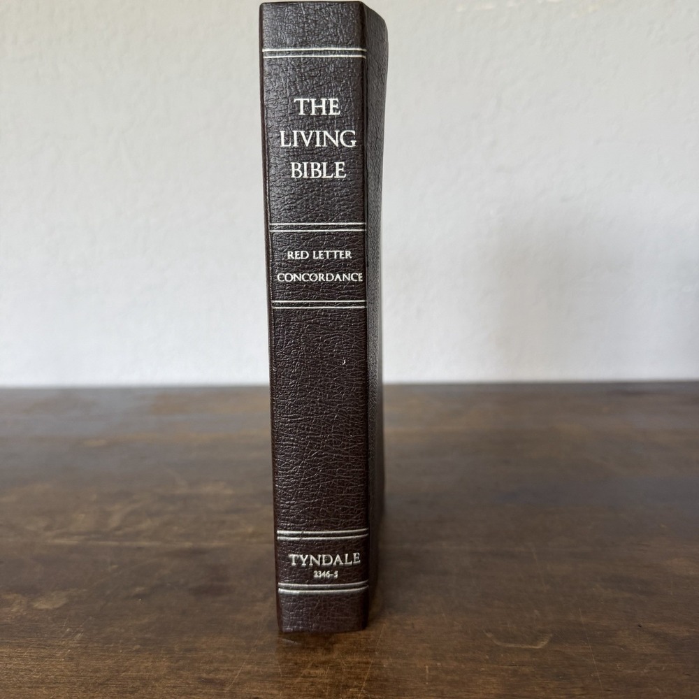 The Living Bible Vintage 1979 Red Letter Concordance Tyndale Soft-cover Brown